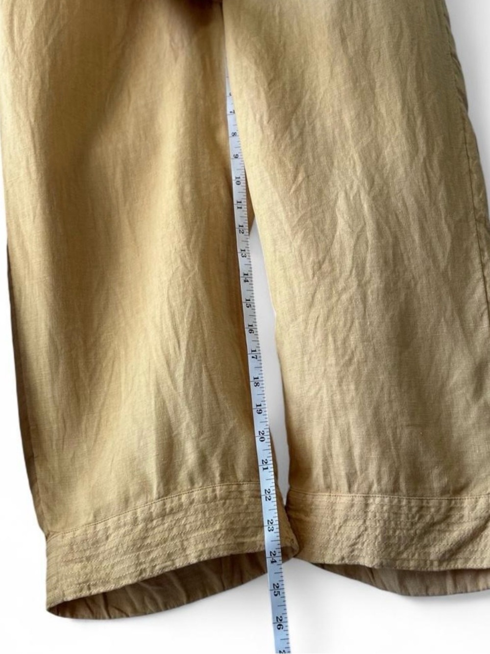 Pure Jill 100% Linen Lagenlook Cropped Pants Elastic Waist Woman M Light Orange - Picture 8 of 9